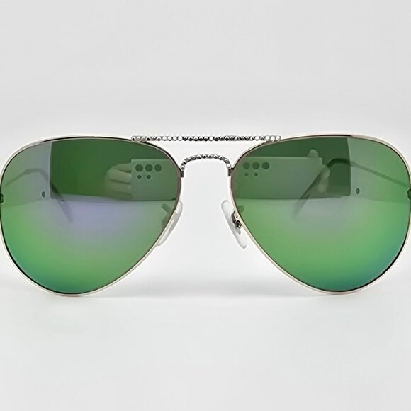 Jimmy Crystal GL1261 Swarovski Silver Frame Purple Mirror Len Aviator Sunglasses main image 14